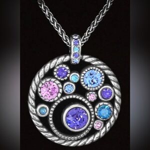 🩵 BRIGHTON HALO Silver Circle Pendant with FREE chain included!